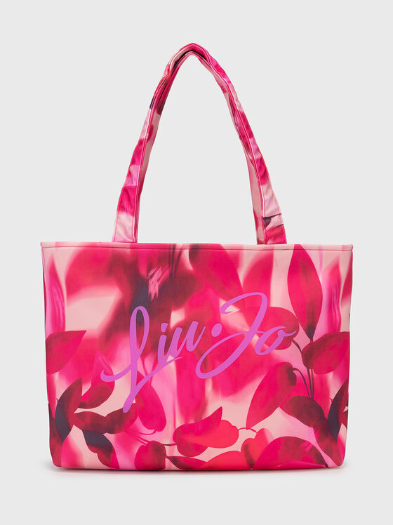 Large bag with floral print and logo - 1