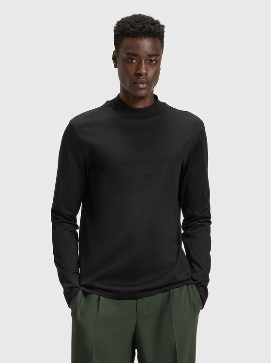 Памучна слим блуза с дълъг ръкав - 1