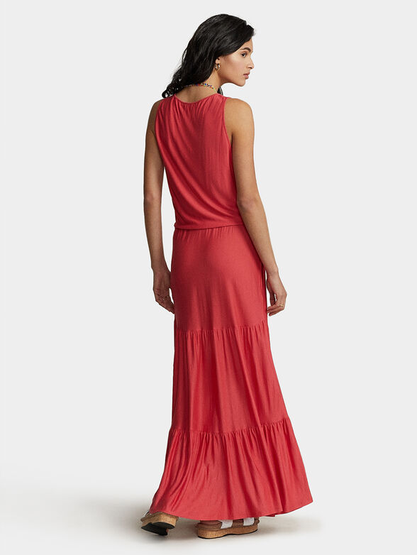 Red maxi dress with ties - 2