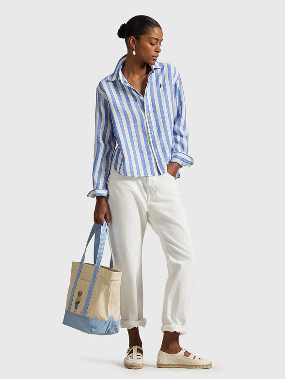 Cropped striped linen shirt - 2