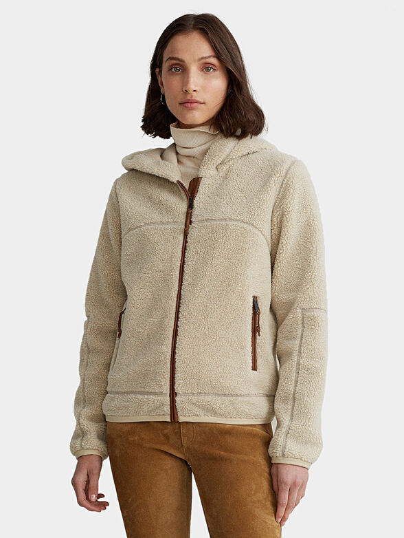 Soft fabric sweatshirt with leather elements - 1