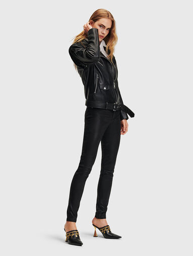Leather biker jacket with detachable sleeves - 3