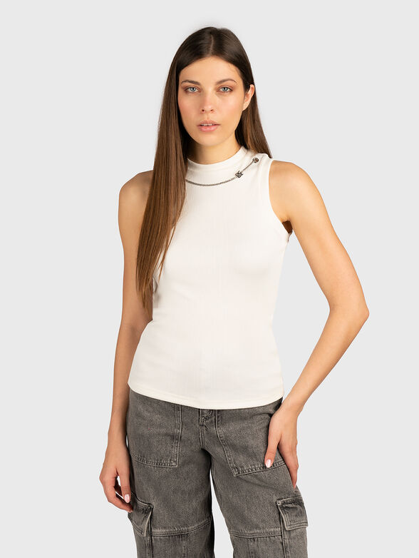 DELANIVE top with oval neckline and logo - 1