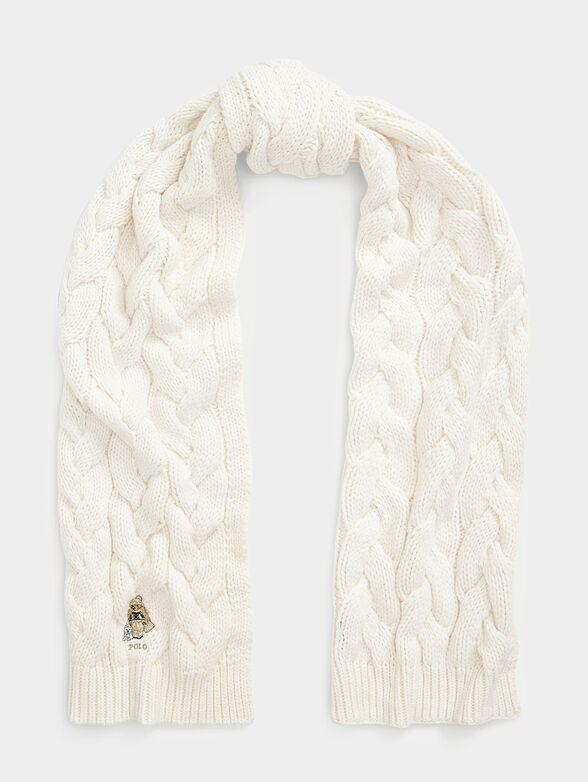 Knitted wool blend scarf with Polo Bear embroidery - 1