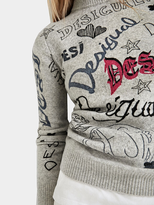Knit jumper PALOMA with graffiti print - 6