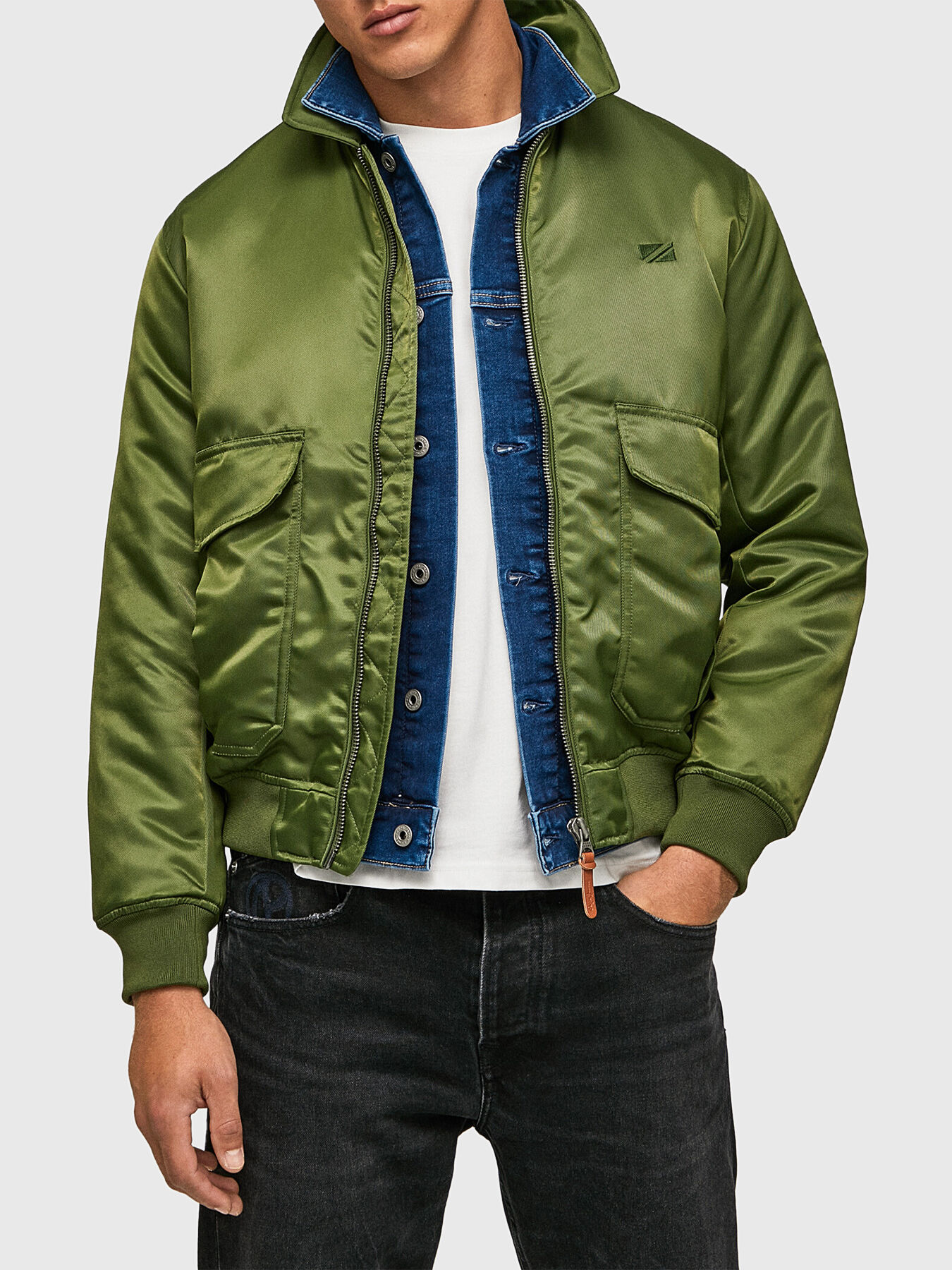 JOSEPH green jacket with zipper and pockets brand Pepe Jeans Globalbrandsstore en