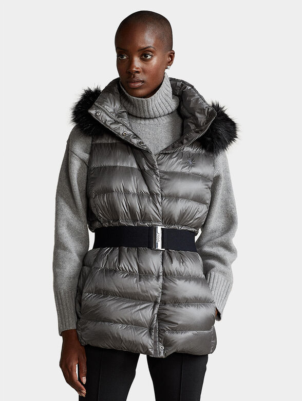 Padded vest with hood and belt - 1