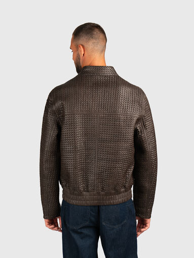 Interwoven texture leather jacket - 3
