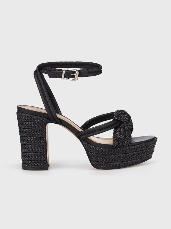 Black nappa leather heeled sandals - 1
