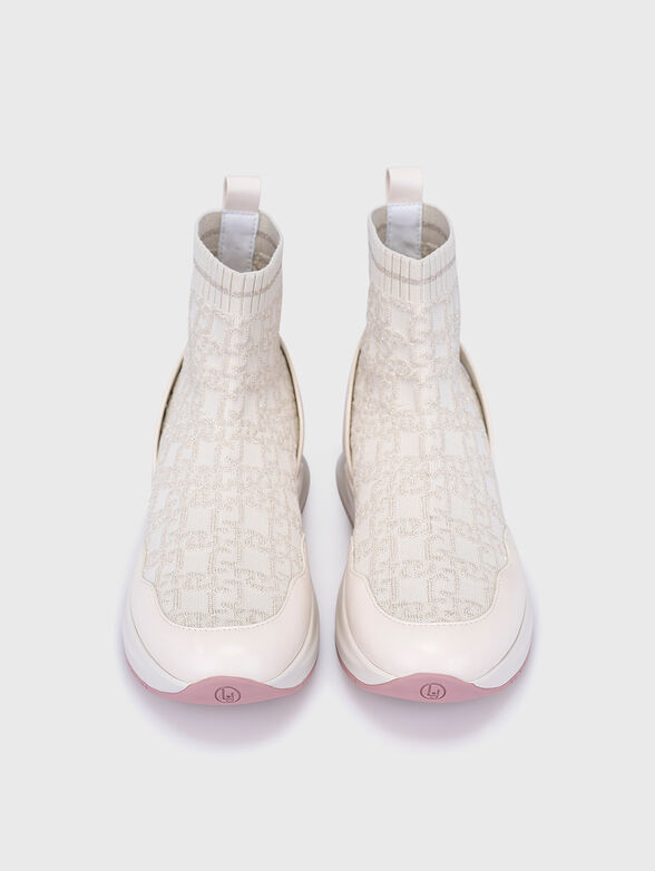 High sports shoes in ecru color - 6