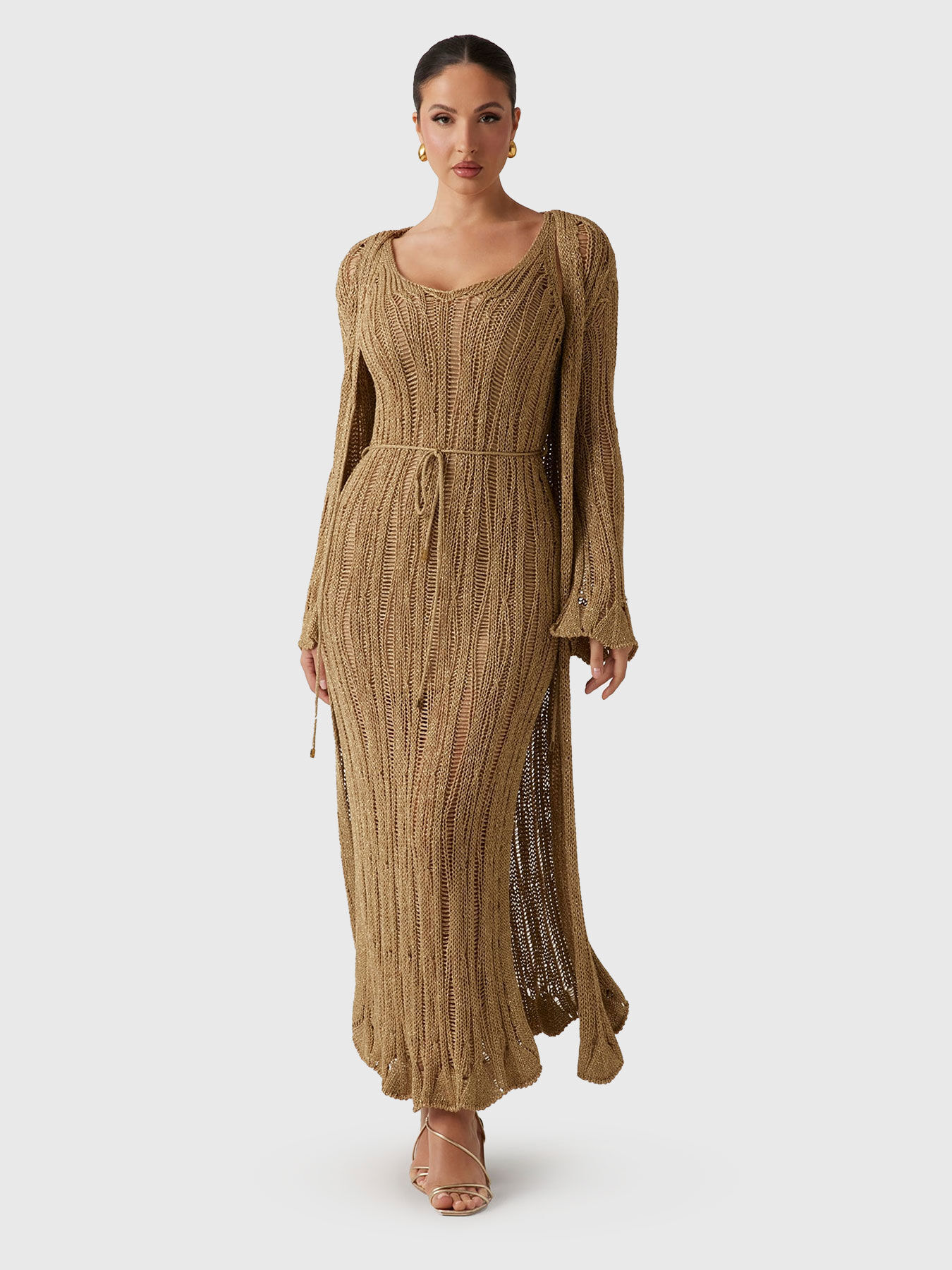 mgmama♡ LUCKY maxi dress with waist belt brand Marciano