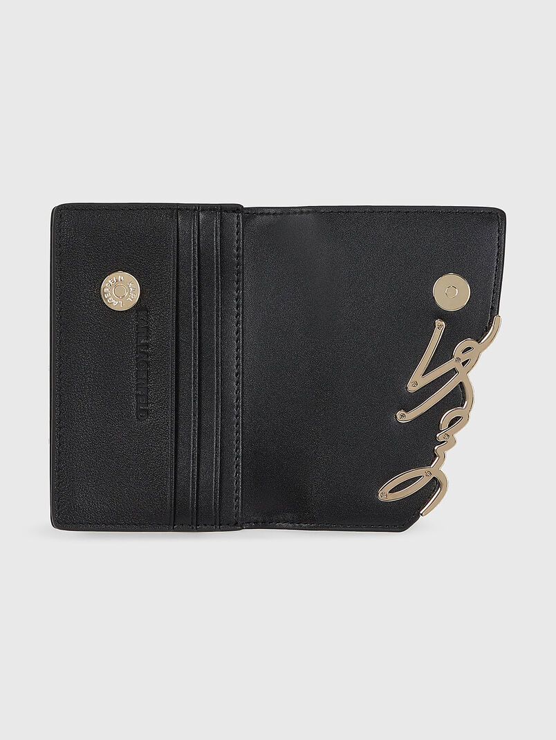 Leather wallet with gold logo - 3