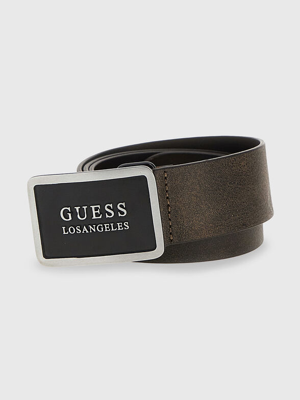 Leather belt with logo buckle - 1