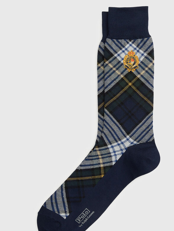 Plaid stockings with accent embroidery - 2