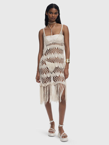 Beach dress with openwork knit and fringes - 5