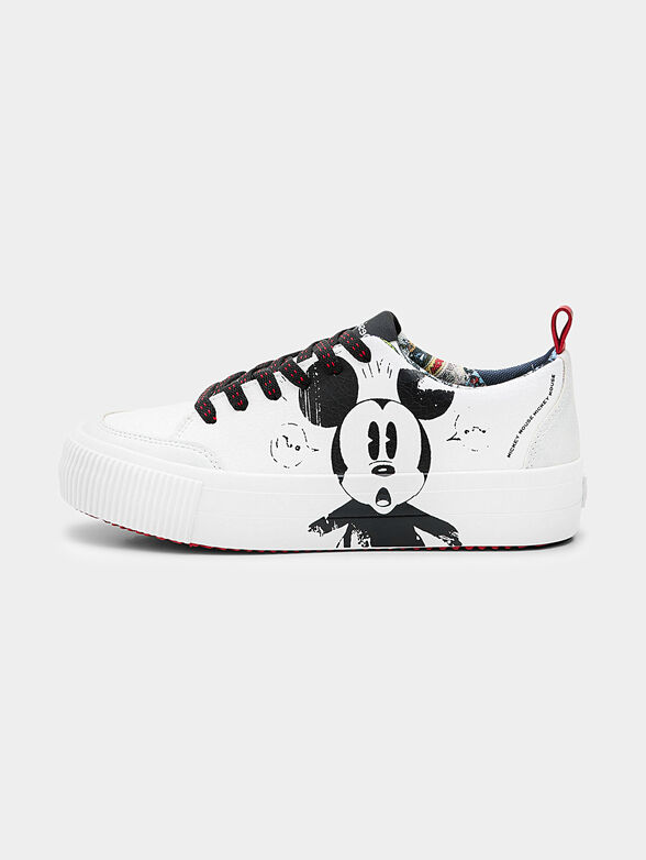 White sports shoes with Mickey Mouse accent - 1