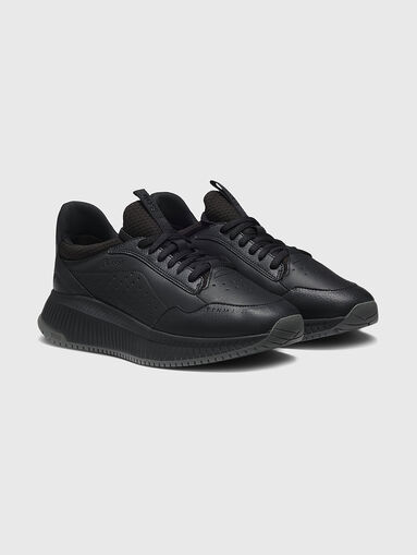 Black sports shoes with logo - 3