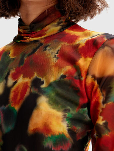 Blouse with low polo collar  - 5