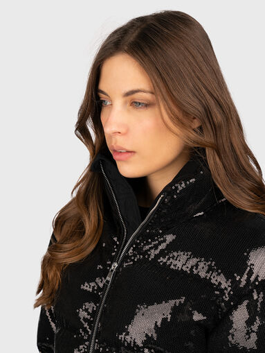 Black jacket with appliqued sequins - 5