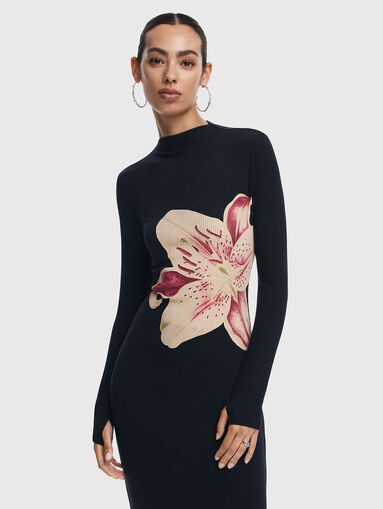 Midi dress with long sleeves and floral print - 5