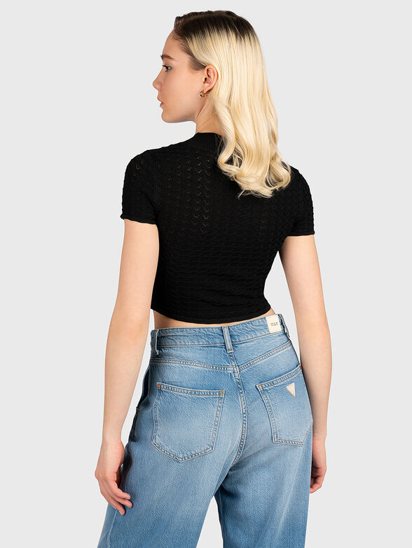 JULIE beige blouse with short sleeve - 3