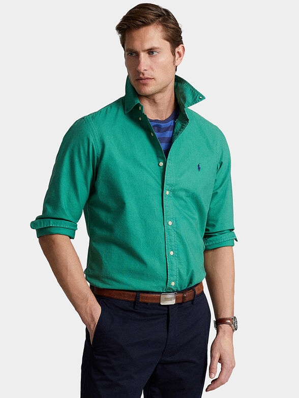 Green cotton shirt - 1