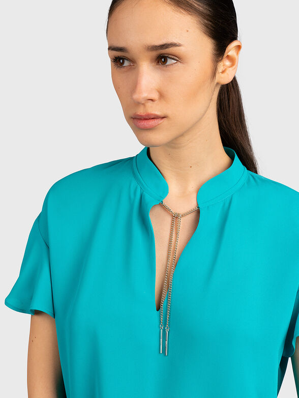 Orange blouse with short sleeves - 4