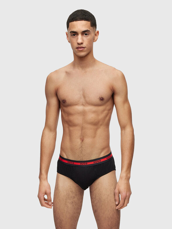 Set of three pairs of briefs with logo accent - 2