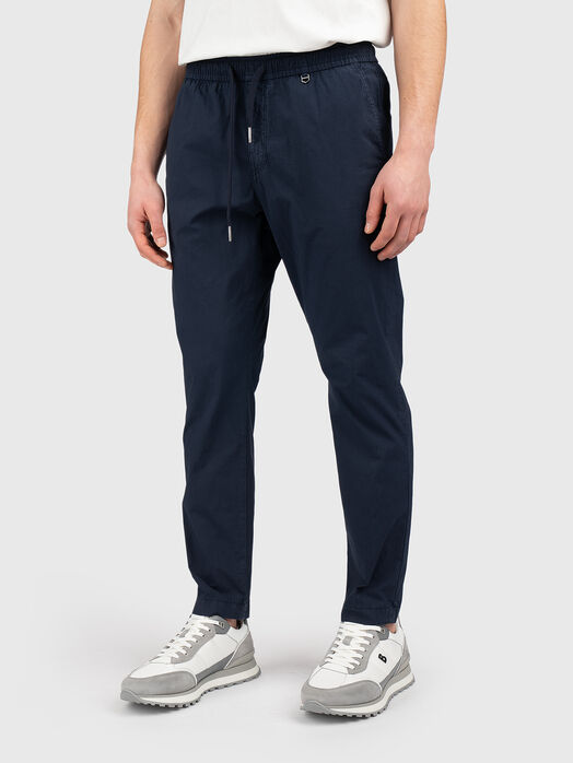 Slim fit cotton blend trousers