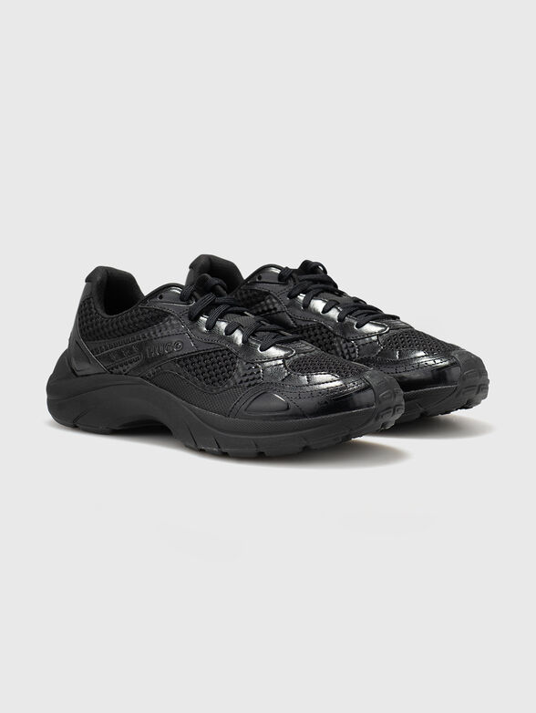 Black sports shoes with a logo detail - 2
