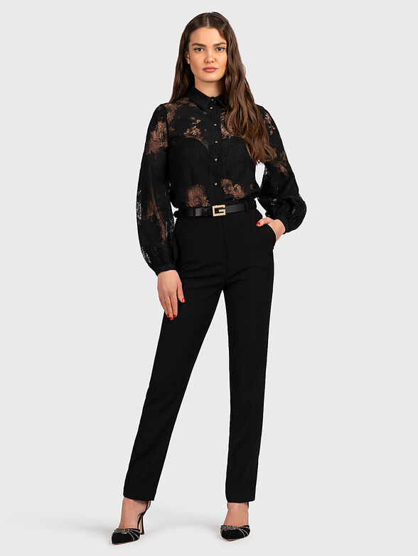 Black shirt with lace accents - 2