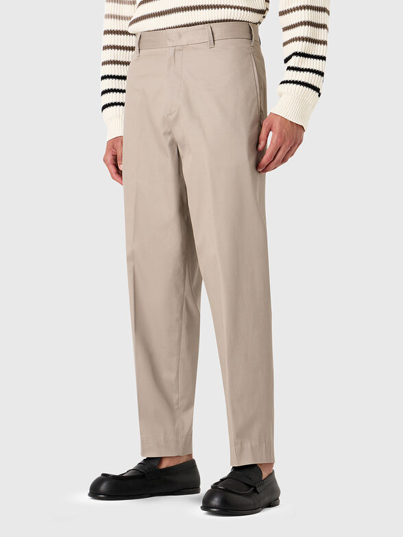 Tapered cotton-blend trousers - 1
