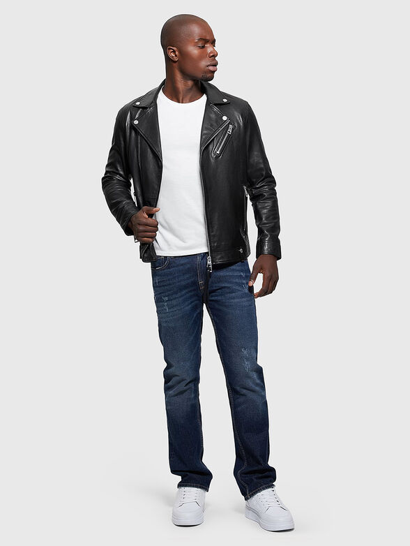 Black leather jacket with metal zips - 2