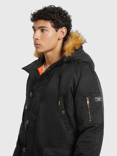 Black padded parka with hood - 4