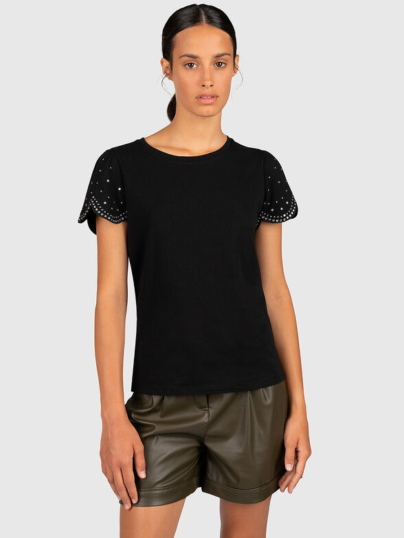 Black t-shirt with rhinestones - 1