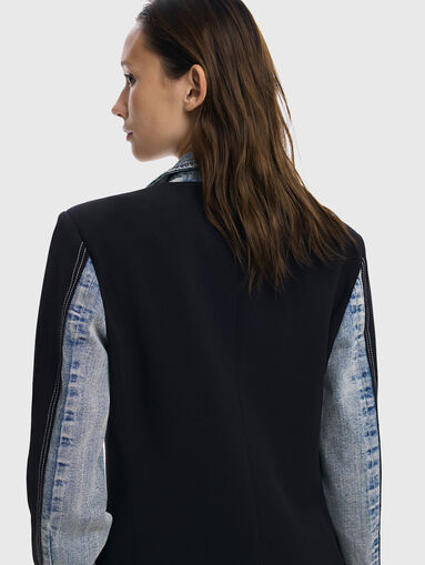 Jacket with contrasting denim details  - 4