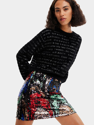 Mini skirt with multicolored sequins - 4
