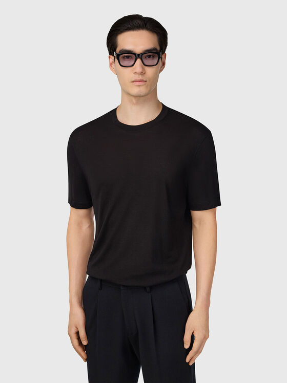 Black wool blend T-shirt - 1