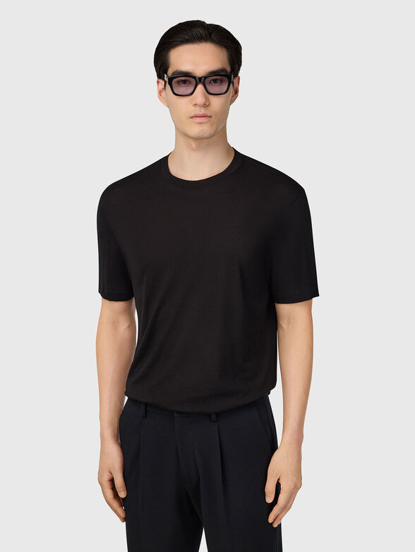 Black wool blend T-shirt - 1