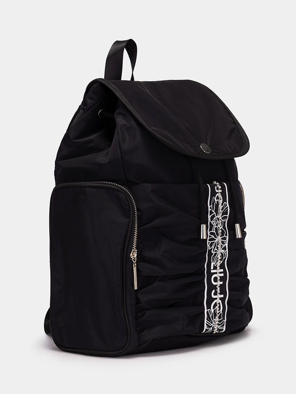 Black backpack with logo and rhinestone accents - 3
