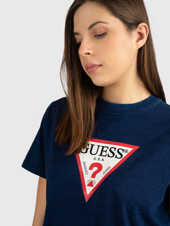 Cotton T-shirt with triangular logo - 3