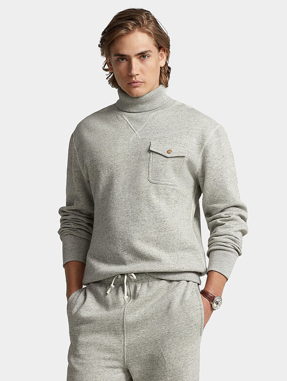Sweatshirt with turtleneck and pocket - 1