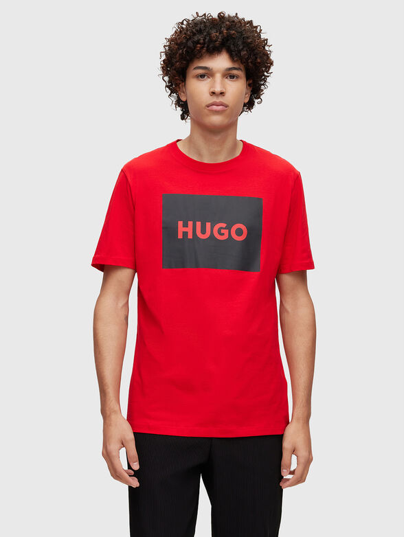 Black cotton T-shirt with logo print - 1