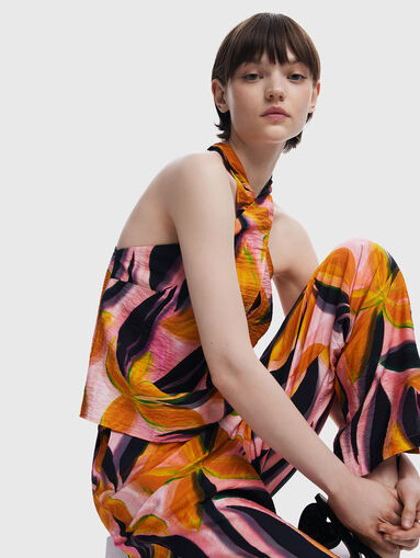 Floral print straight trousers - 4