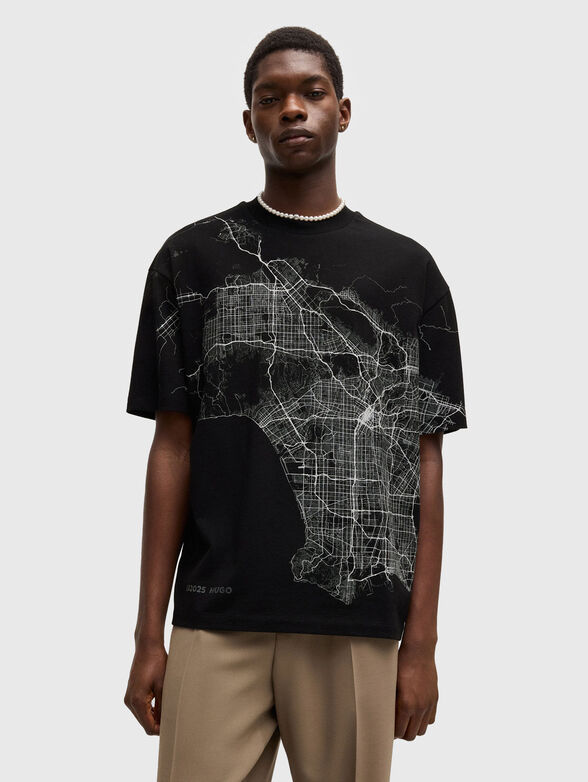 Round neck cotton T-shirt with print - 1
