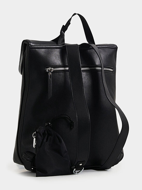 Square leather effect backpack - 4