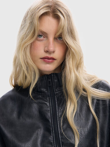 Faux leather poncho with zip - 4