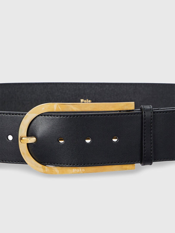 Elongated buckle leather belt - 2