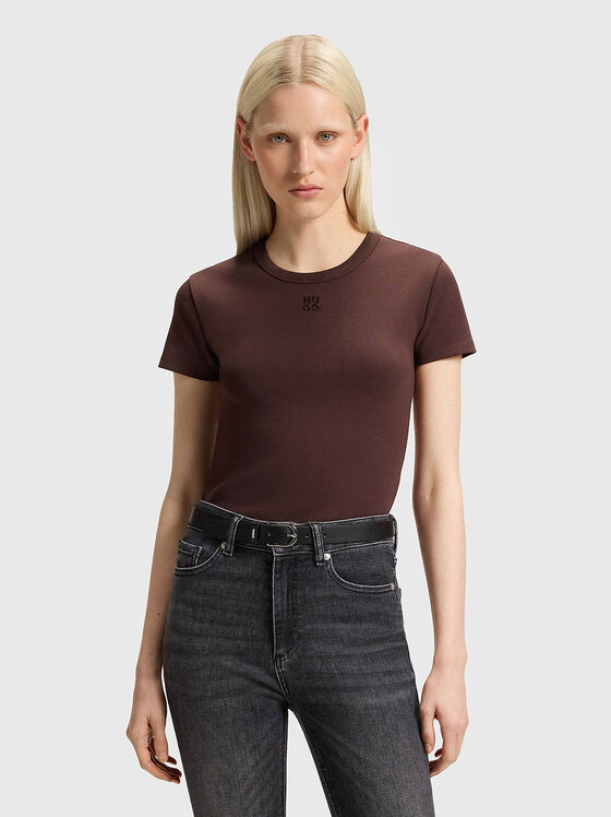 Скъсена тениска с овално деколте - 1