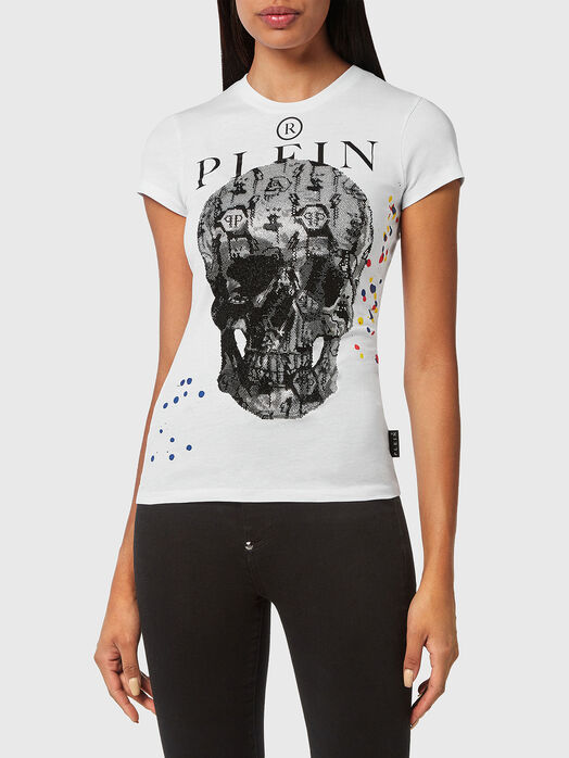 T-shirt SKULL with rhinestones and art details
